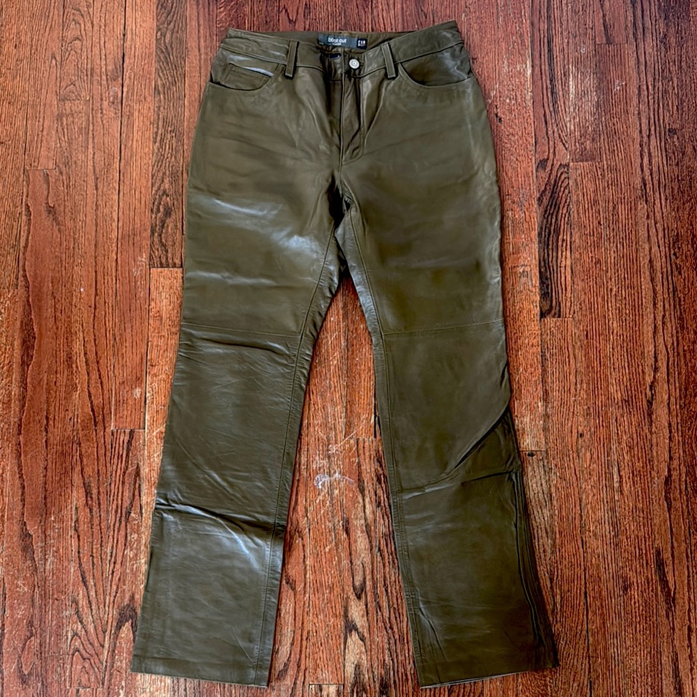 Gap brown leather boot cut pants-Y2K